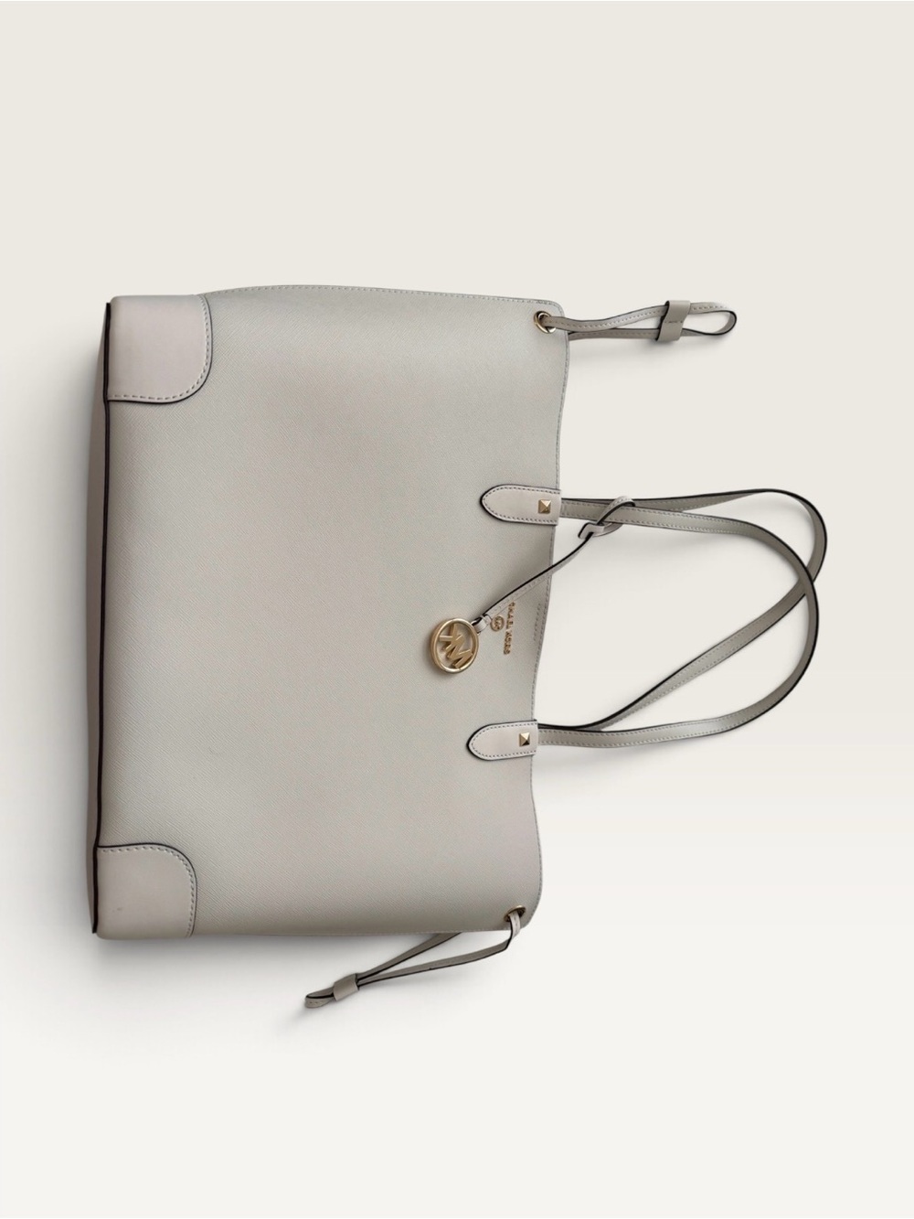 Michael Kors White Tote with Gold Charm